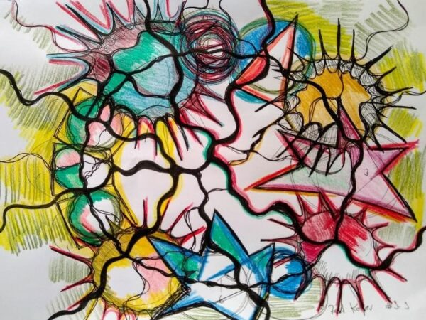 Neurographik als Jahreskreis mit farbigen Segmenten und Linien