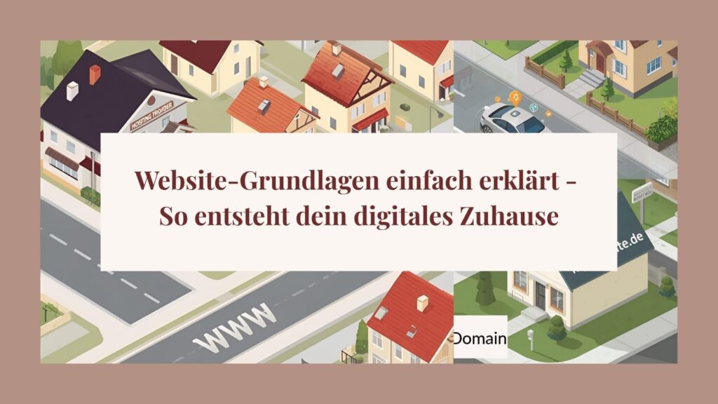 Isometrische Illustration einer Wohnsiedlung mit Straße WWW, Hosting-Haus und Website-Haus – Symbol für Website-Grundlagen, Hosting und Domain.