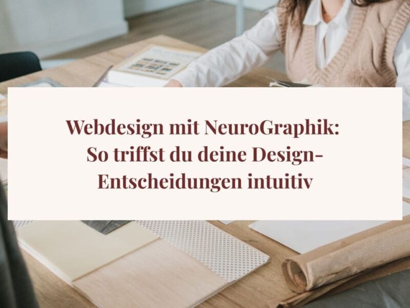Zwei Personen wählen Designmaterialien auf einem Tisch – Titel: „Webdesign mit NeuroGraphik