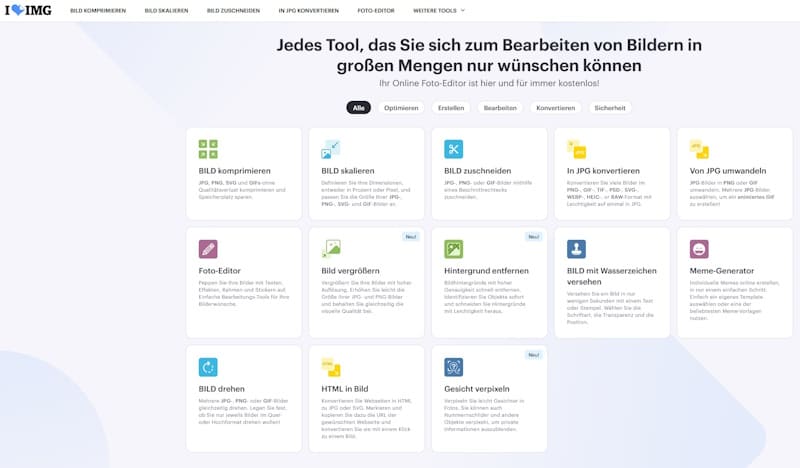 10 Tools für deine Online-Präsenz – was du wirklich brauchst 2 ILOVEIMG Online-Tool zur Bildbearbeitung mit Funktionen wie Komprimieren, Skalieren und Konvertieren